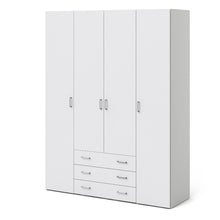 Space White Wardrobe w/ 4 Doors & 3 Drawers 2000 - White Tree Furniture