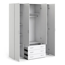 Space White Wardrobe w/ 4 Doors & 3 Drawers 2000 - White Tree Furniture