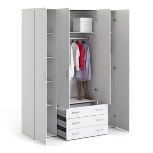 Space White Wardrobe w/ 4 Doors & 3 Drawers 2000 - White Tree Furniture