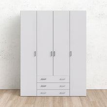 Space White Wardrobe w/ 4 Doors & 3 Drawers 2000 - White Tree Furniture