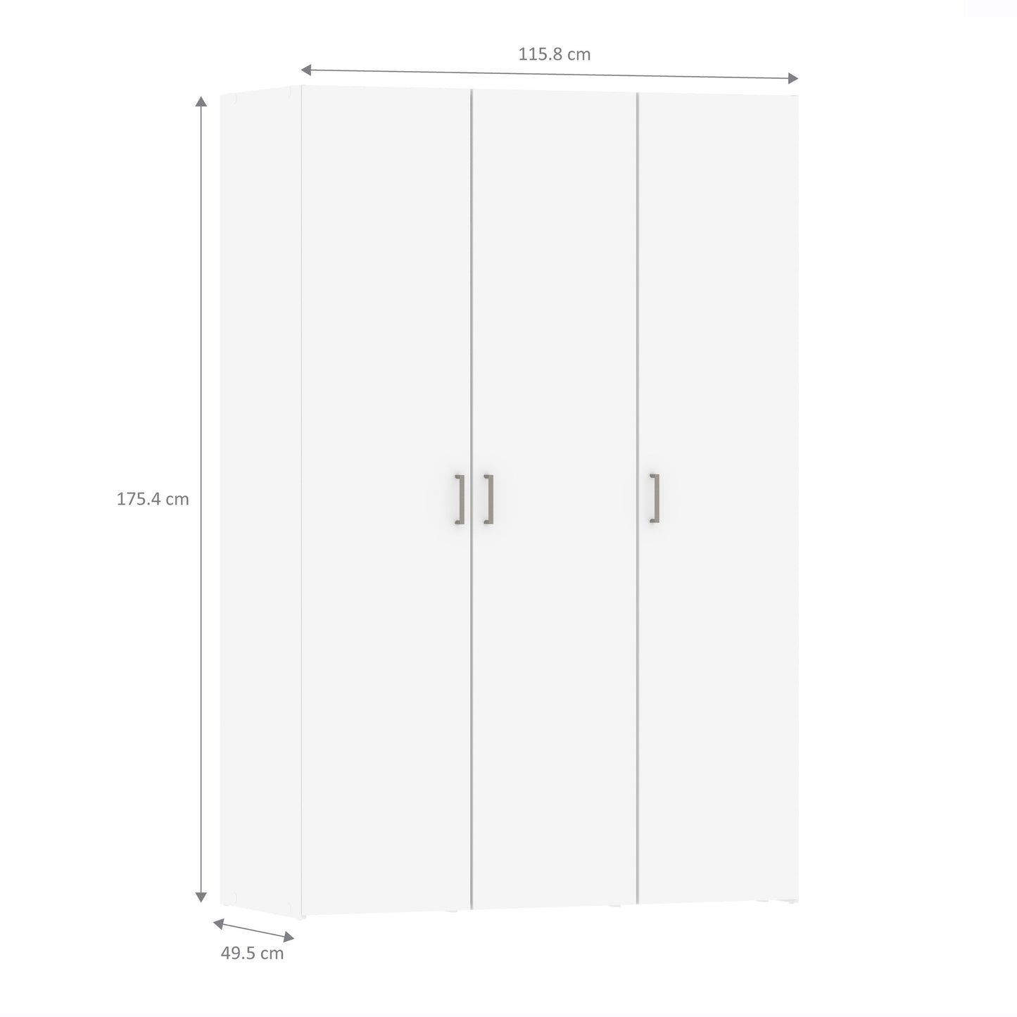 Space White Wardrobe w/ 3 Doors 1750