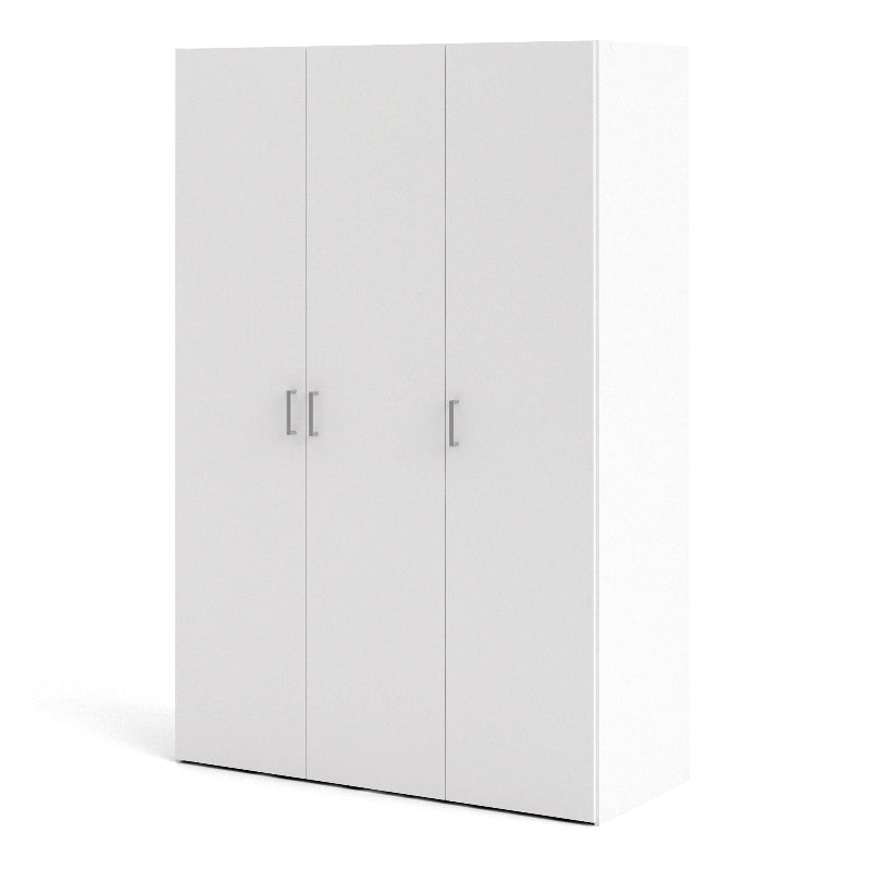 Space White Wardrobe w/ 3 Doors 1750 - White Tree Furniture