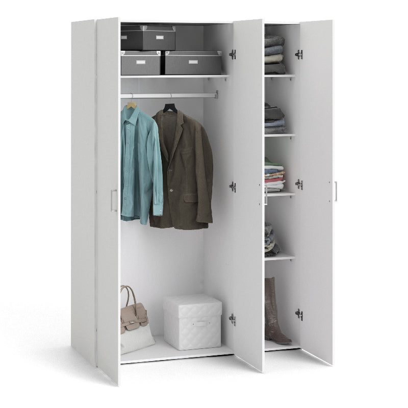 Space White Wardrobe w/ 3 Doors 1750 - White Tree Furniture