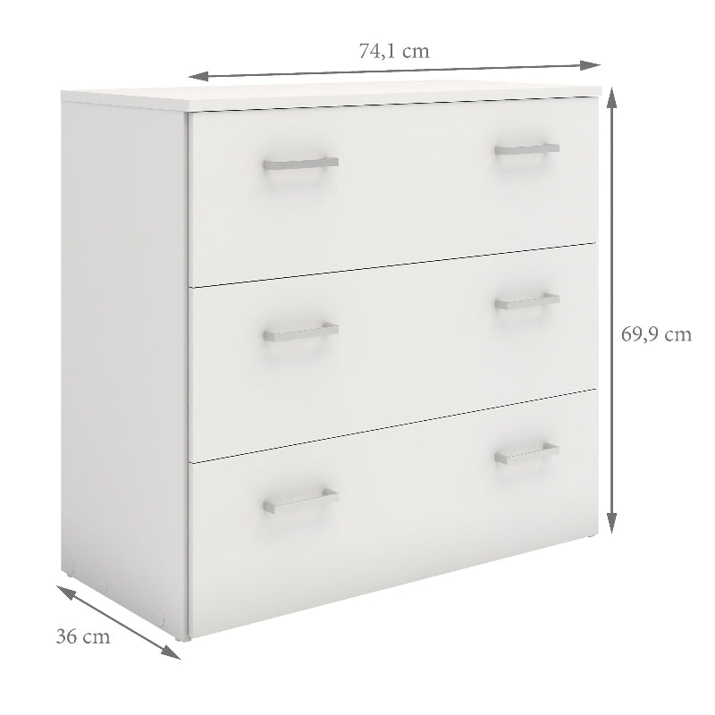 Space White Chest of 3 Drawers - White Tree Furniture