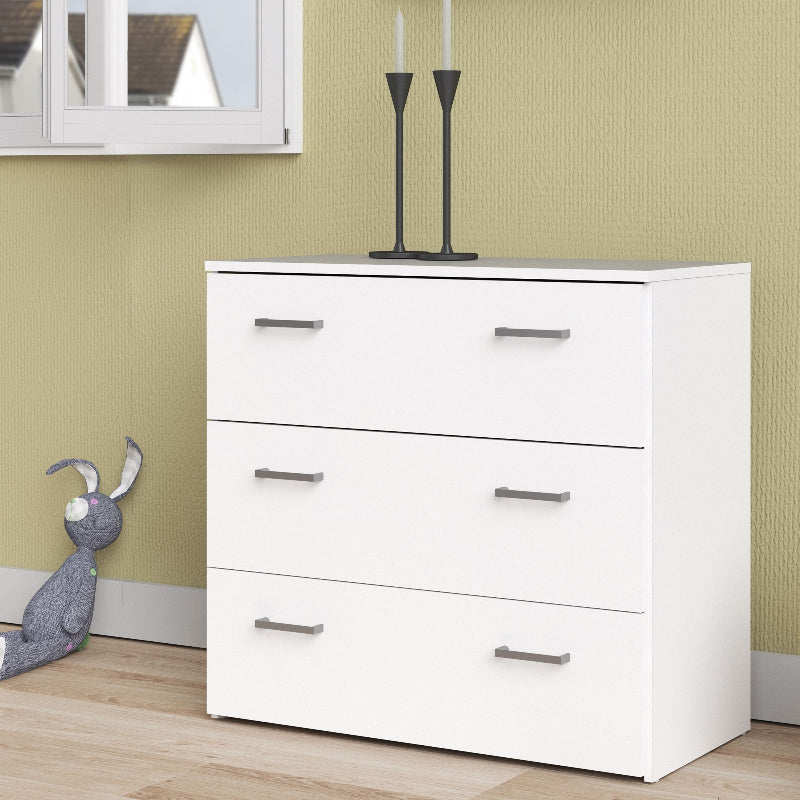 Space White Chest of 3 Drawers - White Tree Furniture