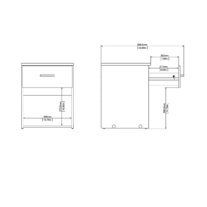 Space White Bedside Table w/ 1 Drawer - White Tree Furniture