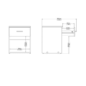 Space White Bedside Table w/ 1 Drawer - White Tree Furniture