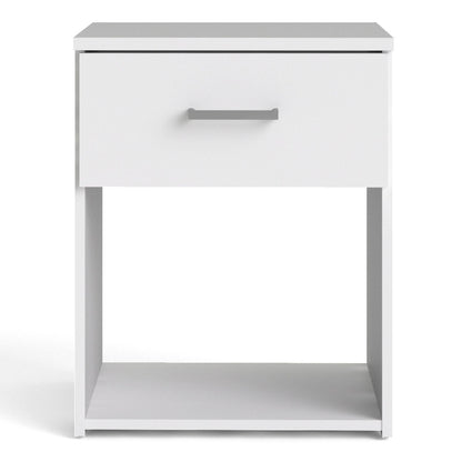 Space White Bedside Table w/ 1 Drawer - White Tree Furniture