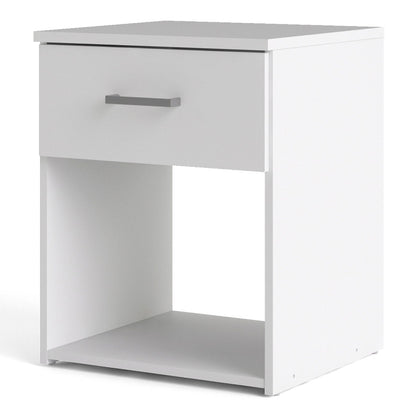 Space White Bedside Table w/ 1 Drawer - White Tree Furniture