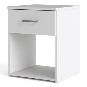 Space White Bedside Table w/ 1 Drawer - White Tree Furniture