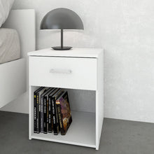 Space White Bedside Table w/ 1 Drawer - White Tree Furniture