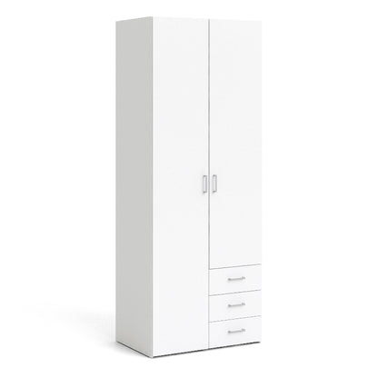 Space White Wardrobe w/ 2 Doors & 3 Drawers 2000 - White Tree Furniture