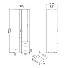 Space White Wardrobe w/ 2 Doors & 3 Drawers 2000 - White Tree Furniture