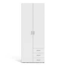 Space White Wardrobe w/ 2 Doors & 3 Drawers 2000 - White Tree Furniture