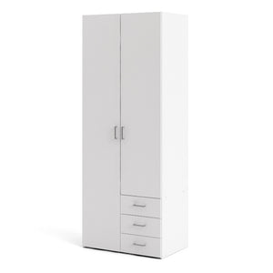 Space White Wardrobe w/ 2 Doors & 3 Drawers 2000 - White Tree Furniture