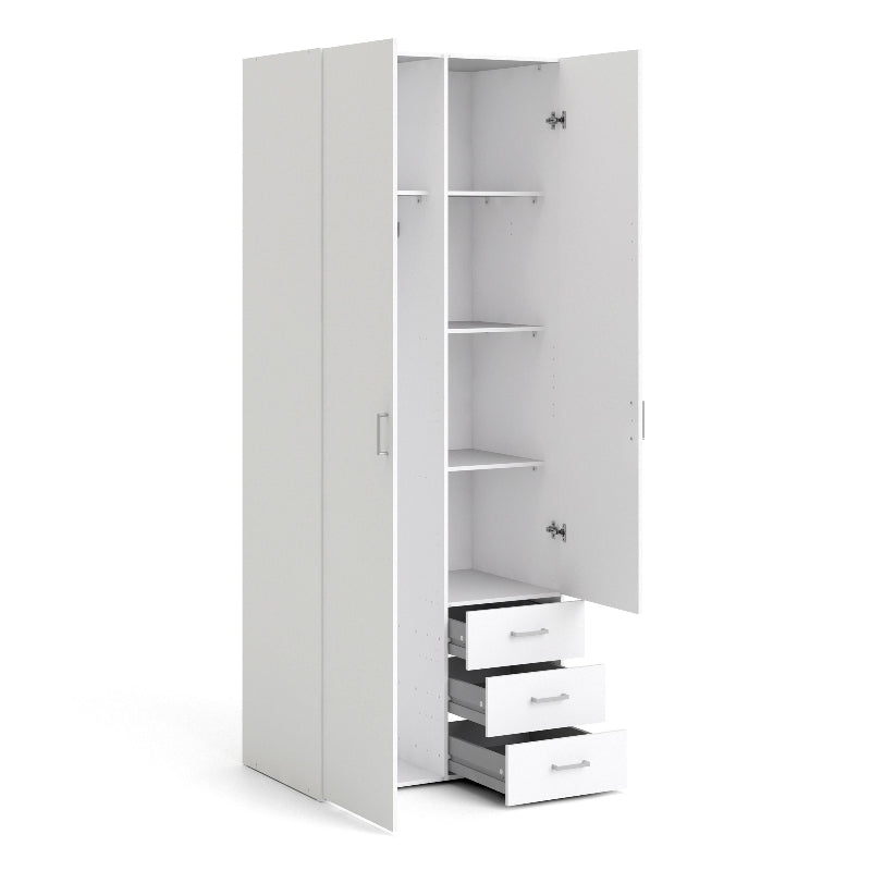 Space White Wardrobe w/ 2 Doors & 3 Drawers 2000 - White Tree Furniture