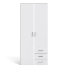 Space White Wardrobe w/ 2 Doors + 3 drawers 1750 - White Tree Furniture