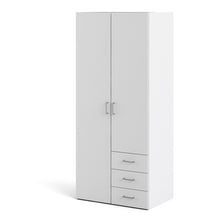 Space White Wardrobe w/ 2 Doors + 3 drawers 1750 - White Tree Furniture