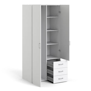 Space White Wardrobe w/ 2 Doors + 3 drawers 1750 - White Tree Furniture