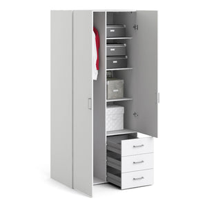 Space White Wardrobe w/ 2 Doors + 3 drawers 1750 - White Tree Furniture