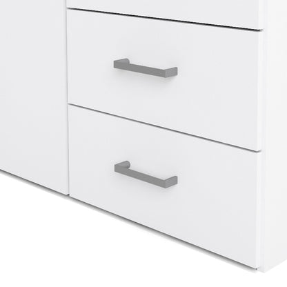 Space White Wardrobe w/ 2 Doors + 3 drawers 1750 - White Tree Furniture