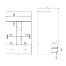 Line White Wardrobe w/ 2 Sliding Doors & 4 Drawers - White Tree Furniture