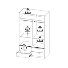 Line White Wardrobe w/ 2 Sliding Doors & 4 Drawers - White Tree Furniture