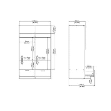 Line Wardrobe w/ Sliding 2 Doors & 2 Drawers in White & Oak - White Tree Furniture