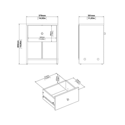 May White Bedside Table w/ 1 Drawer - White Tree Furniture