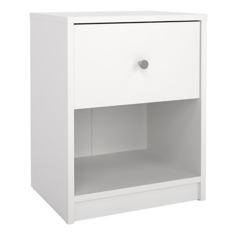 May White Bedside Table w/ 1 Drawer - White Tree Furniture