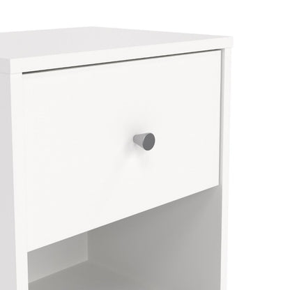 May White Bedside Table w/ 1 Drawer - White Tree Furniture