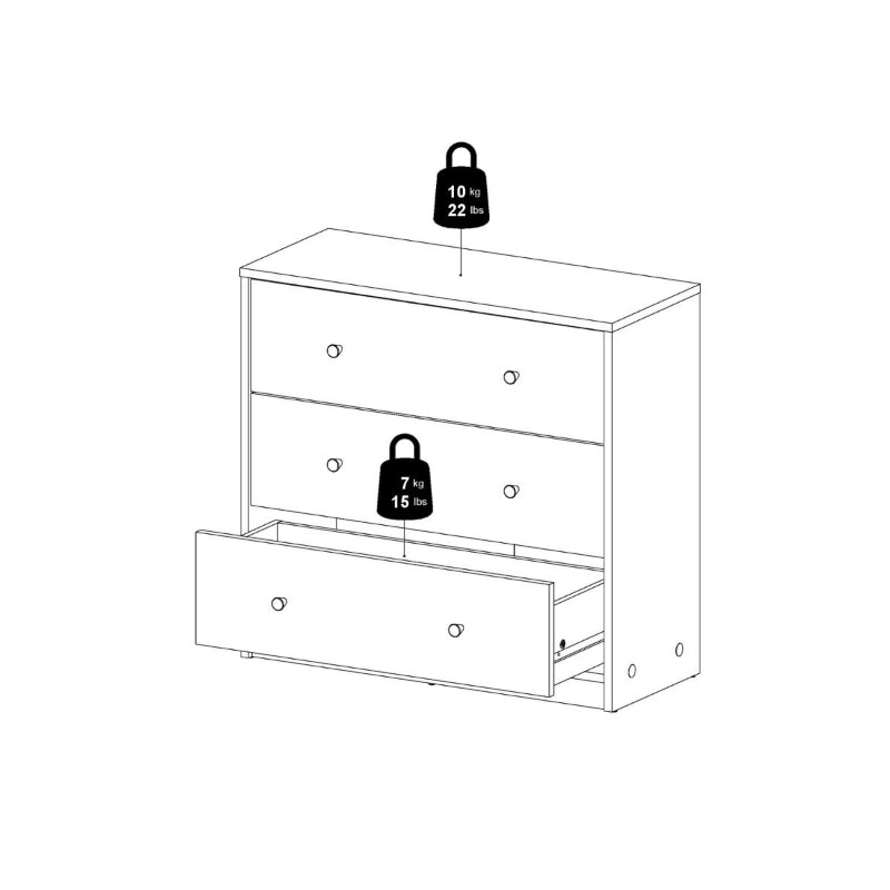 May White Chest w/ 3 Drawers - White Tree Furniture