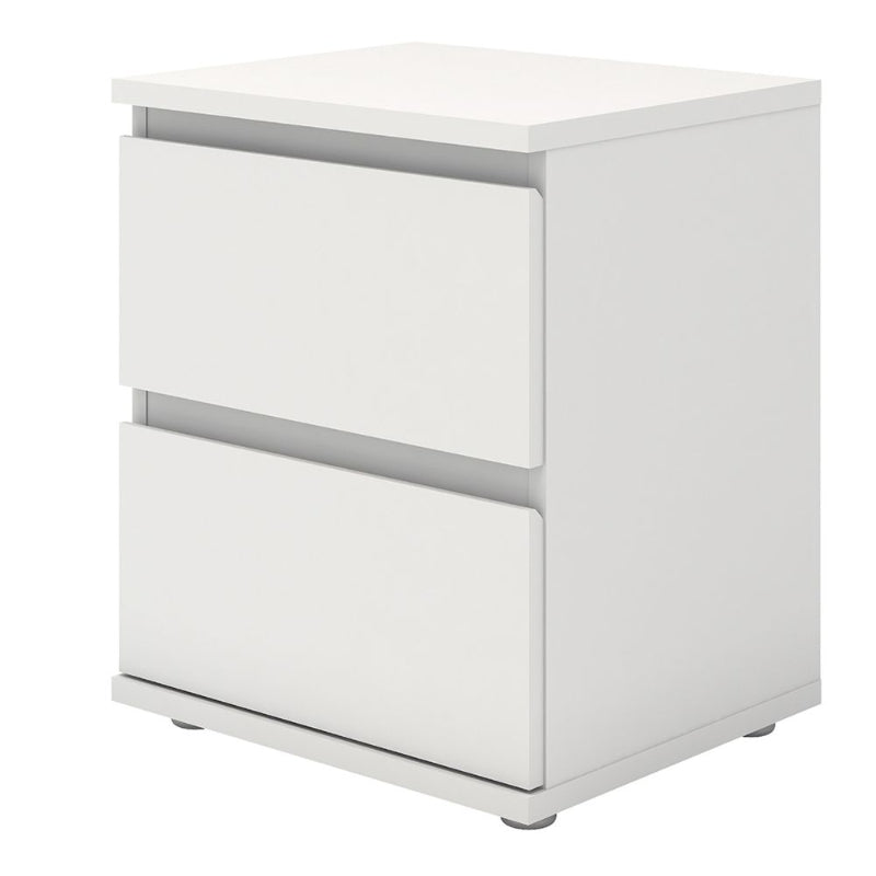 Nova White Bedside Table w/ 2 Drawers - White Tree Furniture