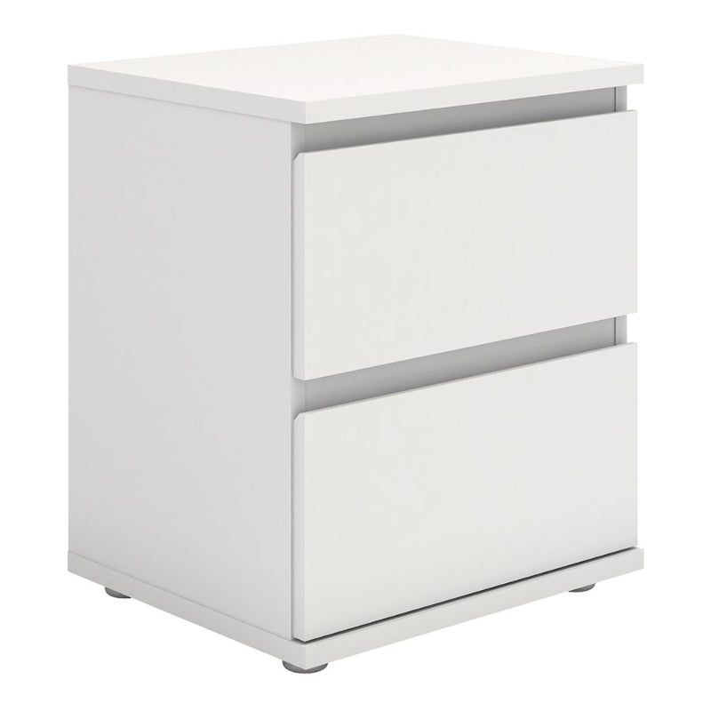 Nova White Bedside Table w/ 2 Drawers - White Tree Furniture