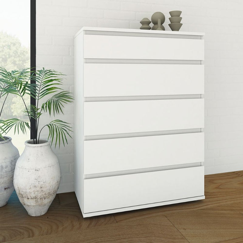 Nova White Chest of 5 Drawers - White Tree Furniture