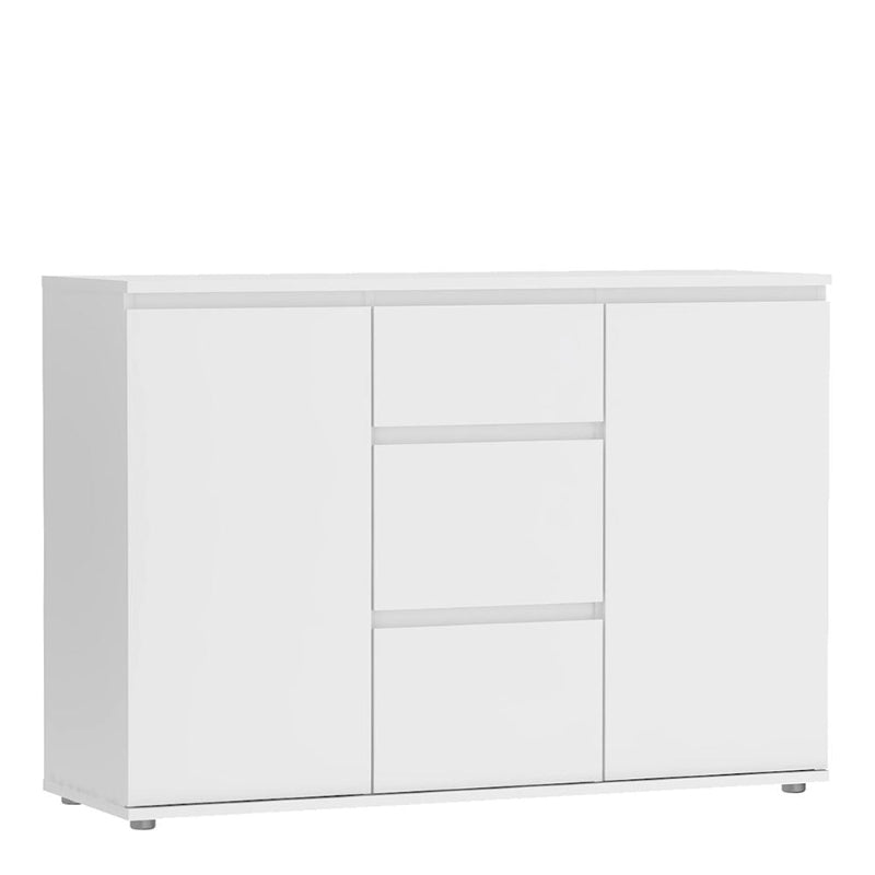 Nova White Sideboard w/ 3 Drawers & 2 Doors - White Tree Furniture