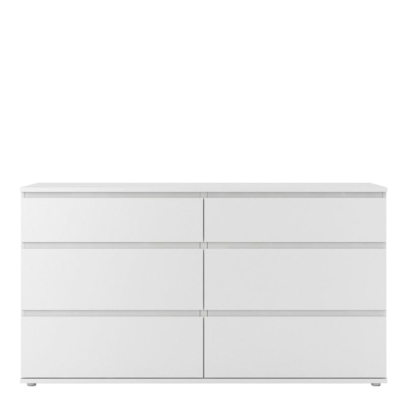 Nova White Wide Chest of 6 Drawers - White Tree Furniture