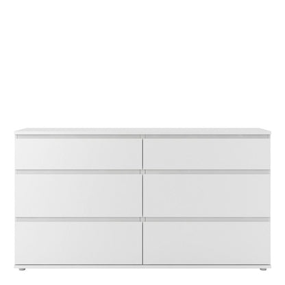 Nova White Wide Chest of 6 Drawers - White Tree Furniture