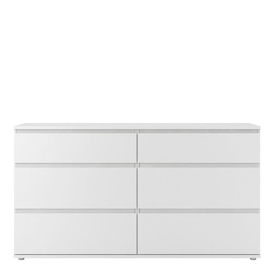 Nova White Wide Chest of 6 Drawers - White Tree Furniture