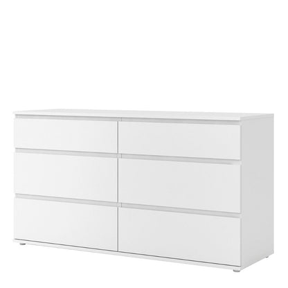 Nova White Wide Chest of 6 Drawers - White Tree Furniture