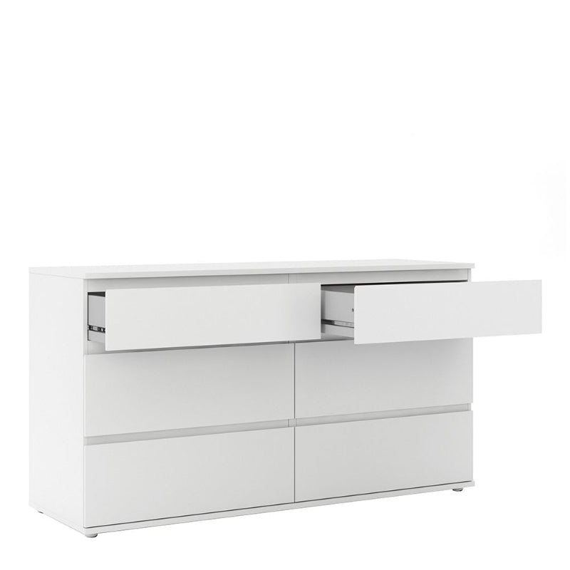 Nova White Wide Chest of 6 Drawers - White Tree Furniture