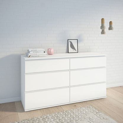 Nova White Wide Chest of 6 Drawers - White Tree Furniture