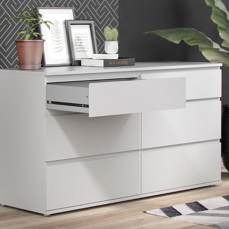 Nova White Wide Chest of 6 Drawers - White Tree Furniture