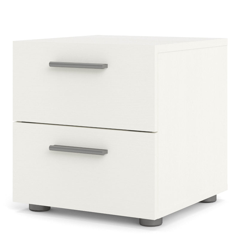 Pepe White Woodgrain Bedside Table w/ 2 Drawers - White Tree Furniture