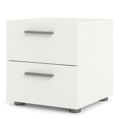 Pepe White Woodgrain Bedside Table w/ 2 Drawers - White Tree Furniture