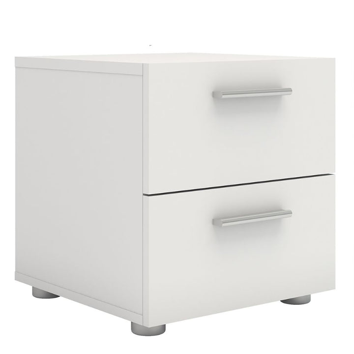 Pepe White Bedside Table w/ 2 Drawers - White Tree Furniture