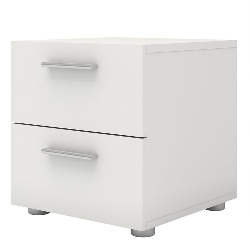 Pepe White Bedside Table w/ 2 Drawers - White Tree Furniture