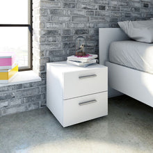 Pepe White Bedside Table w/ 2 Drawers - White Tree Furniture