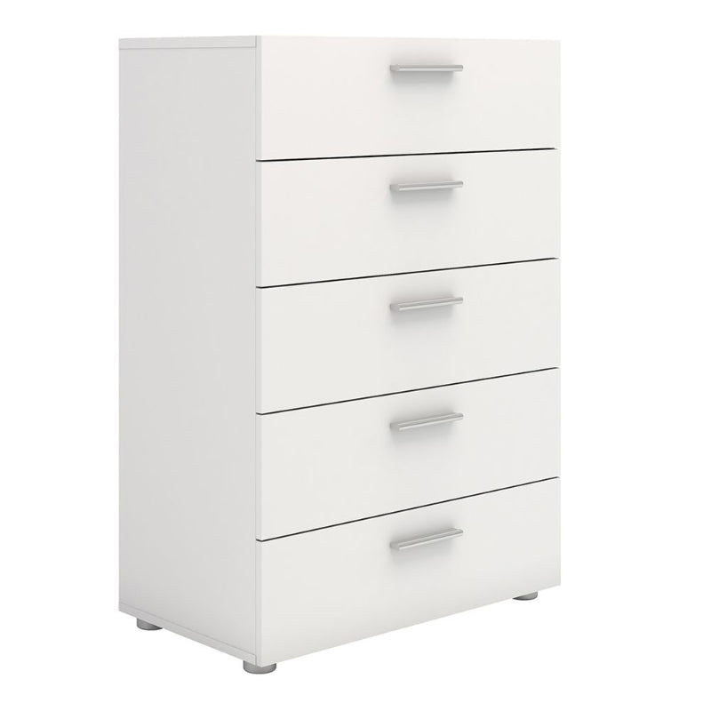 Pepe White Chest of 5 Drawers - White Tree Furniture