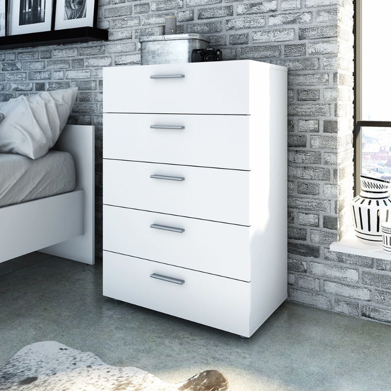 Pepe White Chest of 5 Drawers - White Tree Furniture